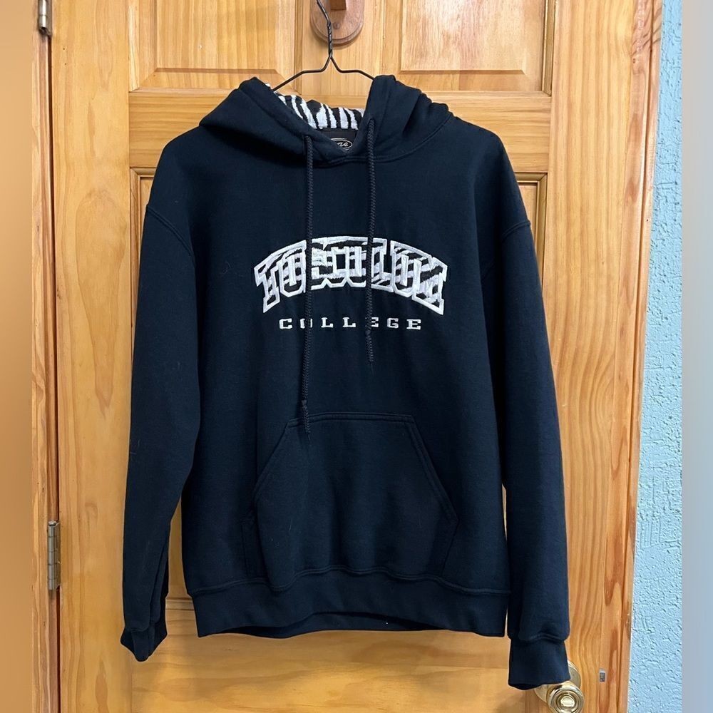 Tusculum College black with zebra print size small hoodie